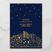 Starlit City Elegant Corporate Merry Christmas 箔シーズンカード (正面)