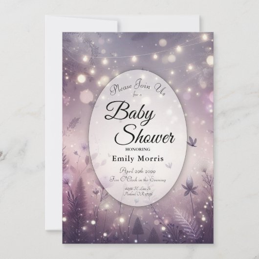 Starlit Enchantment in Bloom Baby Shower 招待状 (正面)