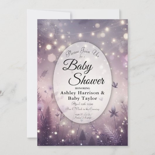 Starlit Enchantment in Bloom Baby Shower 招待状 (正面)