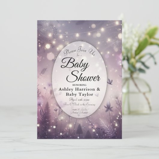 Starlit Enchantment in Bloom Baby Shower 招待状 (スタンド正面)