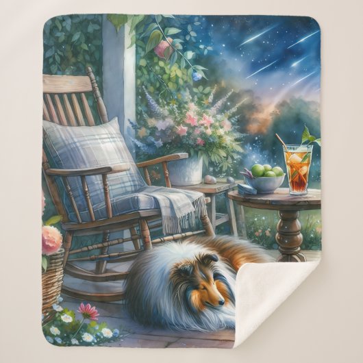Starlit Garden Porch Sheltie Dream シェルパブランケット (正面)
