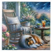 Starlit Garden Porch Sheltie Dream タイル (正面)