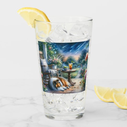 Starlit Garden Porch Sheltie Dream タンブラーグラス (アイス正面)