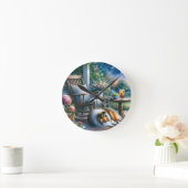 Starlit Garden Porch Sheltie Dream ラウンド壁時計 (ホーム)