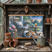 Starlit Garden Porch Sheltie Dream 吊り下げ型タペストリー