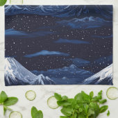 Starlit Peaks – Midnight Mountain Sky (3) キッチンタオル (折り畳み)