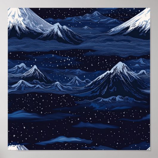 Starlit Peaks – Midnight Mountain Sky (3) ポスター (正面)