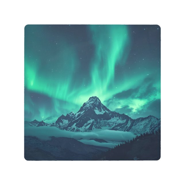 Starlit Silence – オーロラカスタムーと引用文プリント メタルプリント (正面)