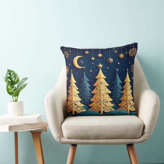 Starlit Tree Dream – Golden Whimsy クッション (椅子)