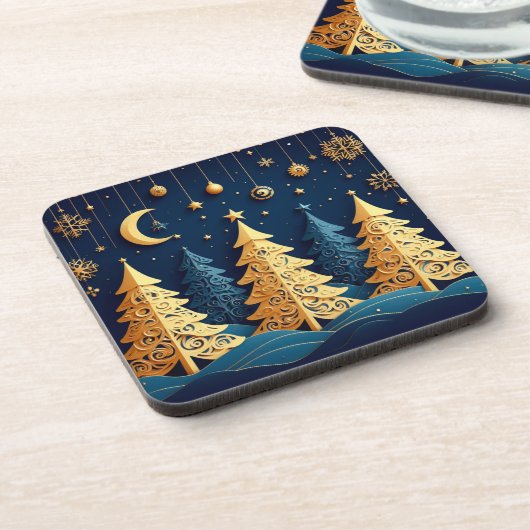 Starlit Tree Dream – Golden Whimsy コースター (左側)