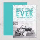 Starred 最高の Year Ever New Yearフォトカード |ティール（緑がかった色） シーズンカード (正面/裏面)