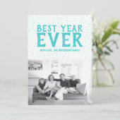 Starred 最高の Year Ever New Yearフォトカード |ティール（緑がかった色） シーズンカード (スタンド正面)