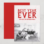 Starred 最高の Year Ever New Yearフォトカード |赤 シーズンカード (正面/裏面)