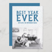 Starred 最高の Year Ever New Yearフォトカード |青 シーズンカード (正面/裏面)