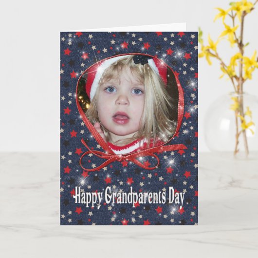 Starry祖父母の日のフォトカード カード (黄色い花)