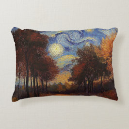 Starry Autumn Forest – Artistic Rectangular Pillow アクセントクッション