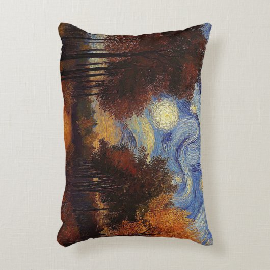 Starry Autumn Forest – Artistic Rectangular Pillow アクセントクッション (正面(垂直))