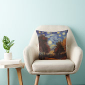 Starry Autumn Forest – Artistic Throw Pillow クッション (椅子)
