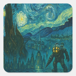 Starry Cityステッカーのダイバー スクエアシール