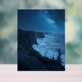 Starry Coastal Night – Serene Milky Way Ocean View アクリルサイン (ニュートラル)