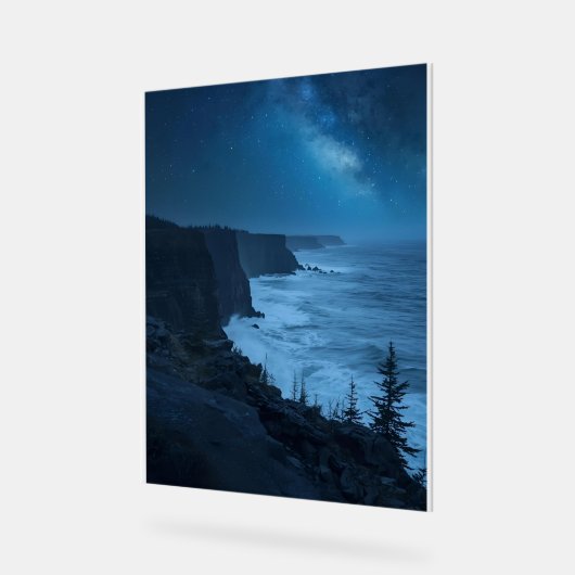 Starry Coastal Night – Serene Milky Way Ocean View アクリルサイン (傾斜)