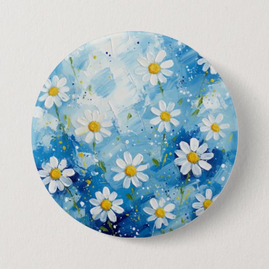 Starry Daisies on Midnight Blue 缶バッジ (正面)