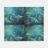 Starry Dragonfly Night フリースブランケット (正面(横))