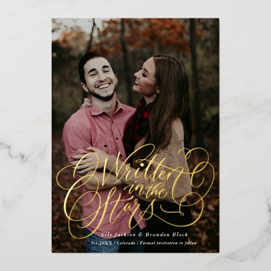 Starry-Eye日付の保存 箔招待状 (正面)