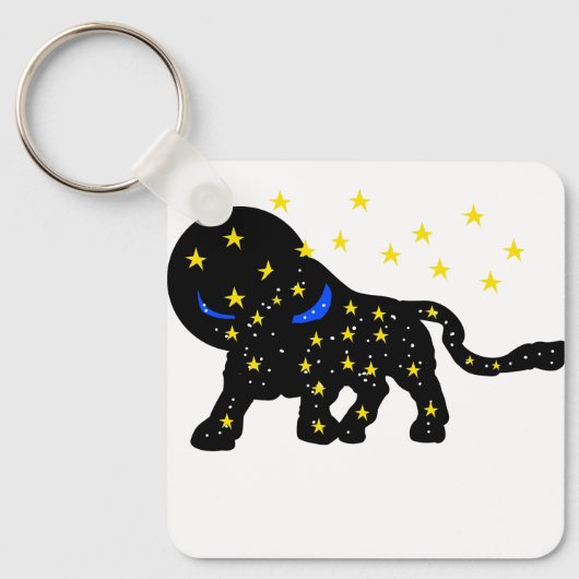 Starry Galaxy Bull Keychain – Modern Zodiac‑Style  キーホルダー (正面)