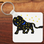 Starry Galaxy Bull Keychain – Modern Zodiac‑Style  キーホルダー (正面)