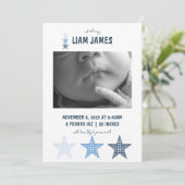 Starry Gingham Baby Boy Birth Announcement Card 案内状 (スタンド正面)