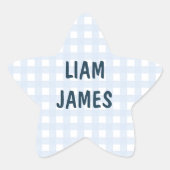 Starry Gingham Baby Boy Envelope Sticker 星シール (正面)