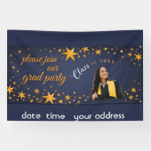 starry gold grad party banner 横断幕 (横)