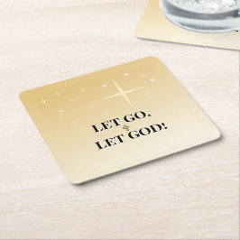 Starry Golden Cross Let Go Let God スクエアペーパーコースター
