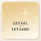 Starry Golden Cross Let Go Let God スクエアペーパーコースター (正面)