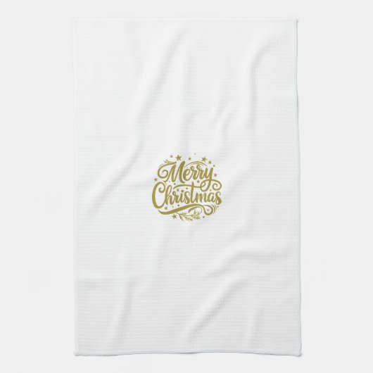 Starry Merry Christmas Greeting キッチンタオル (縦)