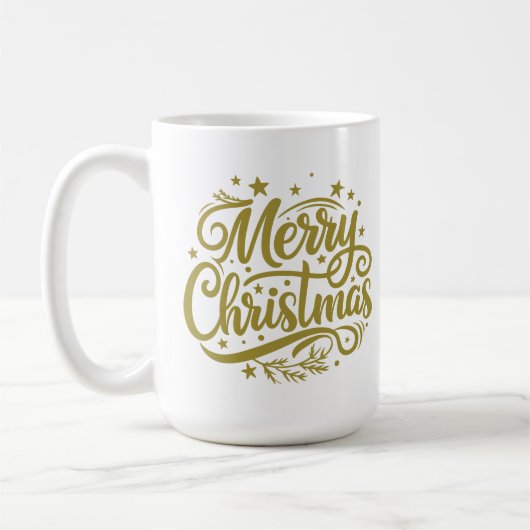 Starry Merry Christmas Greeting コーヒーマグカップ (左)
