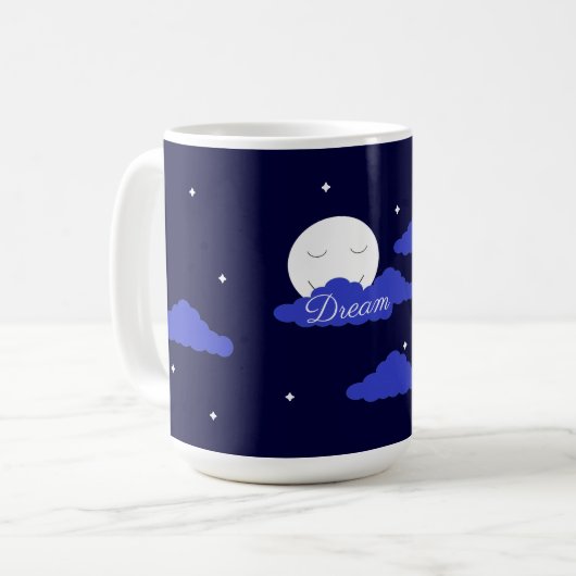 Starry Moon with Clouds: Dark Blue コーヒーマグカップ (正面左)