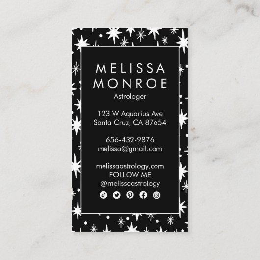 Starry Nightミニマルカッコいいラストロエレガントゴイニシャル 名刺 (裏面)