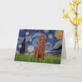 Starry Night - ダークレッド スタンダードプードル #1 カード (黄色い花)