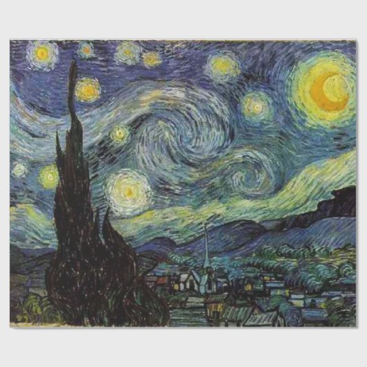 Starry Night、ヴィンセント・ヴァン・ゴッホ・ギフト ラッピングペーパー (フラット)
