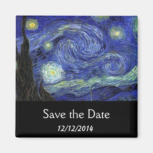 Starry Night 結婚式の予定を保存 マグネット (正面)