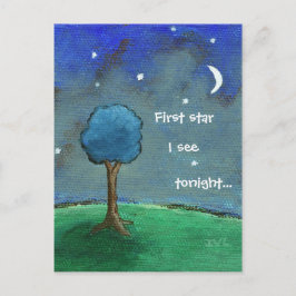 Starry Night, Abstract Landscape Tree Stars Moon ポストカード