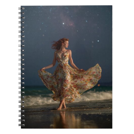 Starry Night Beach Dancing Dress Art Notebook ノートブック (正面)