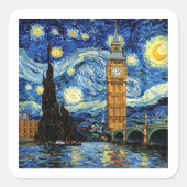 Starry Night Big Ben London England スクエアシール (正面)