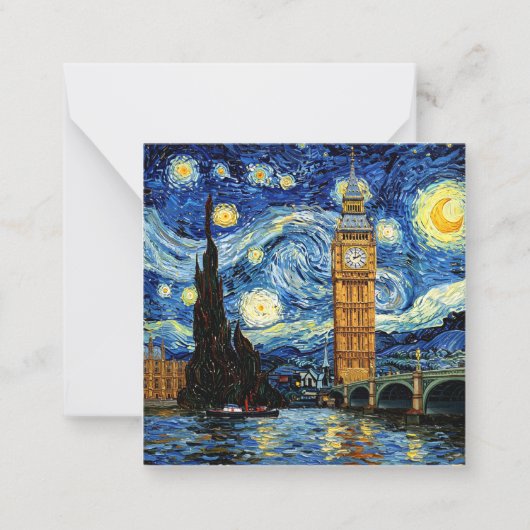 Starry Night Big Ben London England ノートカード (正面)
