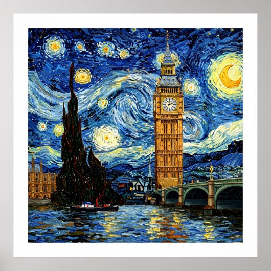 Starry Night Big Ben London England ポスター (正面)