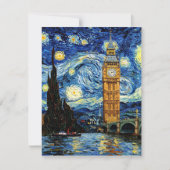Starry Night Big Ben London England 出欠カード (正面)