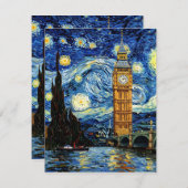Starry Night Big Ben London England 出欠カード (正面/裏面)