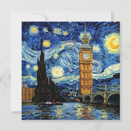 Starry Night Big Ben London England 招待状 (正面)